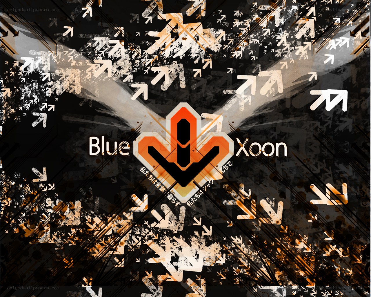 Blue Xoon logo with digital art