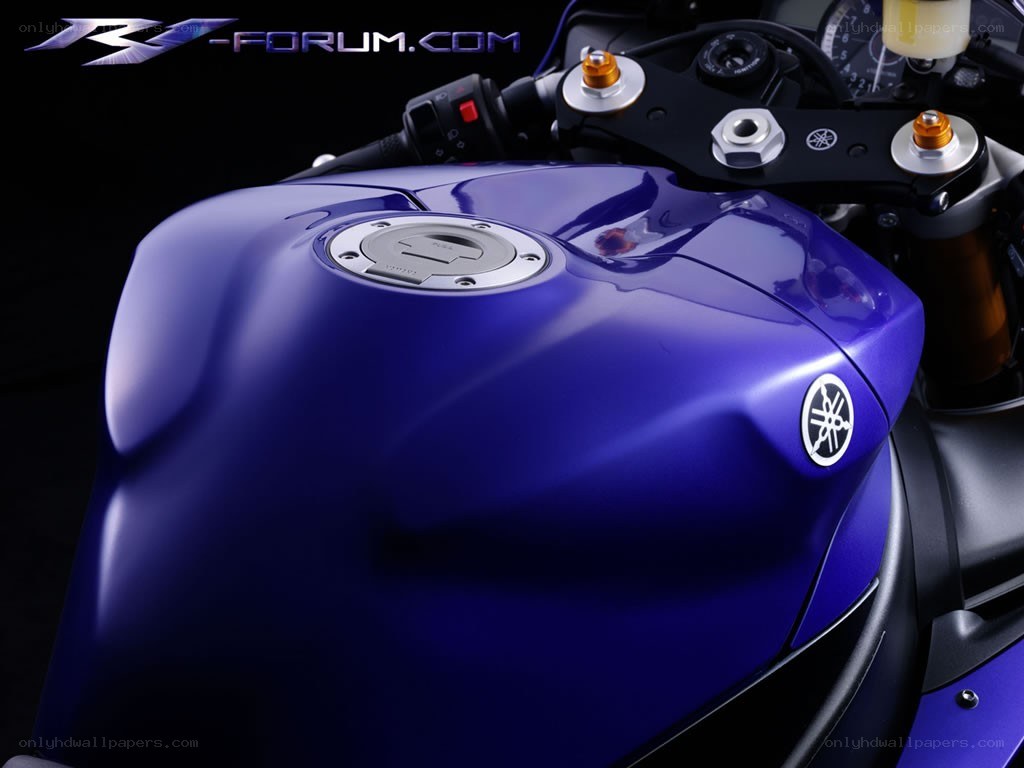 Blue Yamaha motorcycle fuel tank