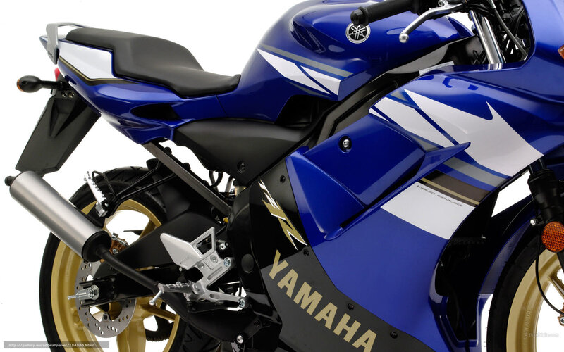 Blue Yamaha Motorcycle — Neutral, Photograph, Exhaust Pipe