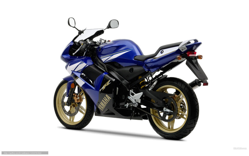 Blue Yamaha Motorcycle — Neutral, Photograph, Gold Wheels