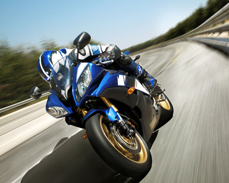 Blue Yamaha motorcycle on a track