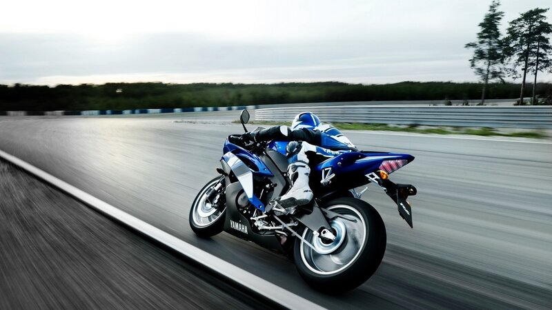 Blue Yamaha motorcycle on racetrack