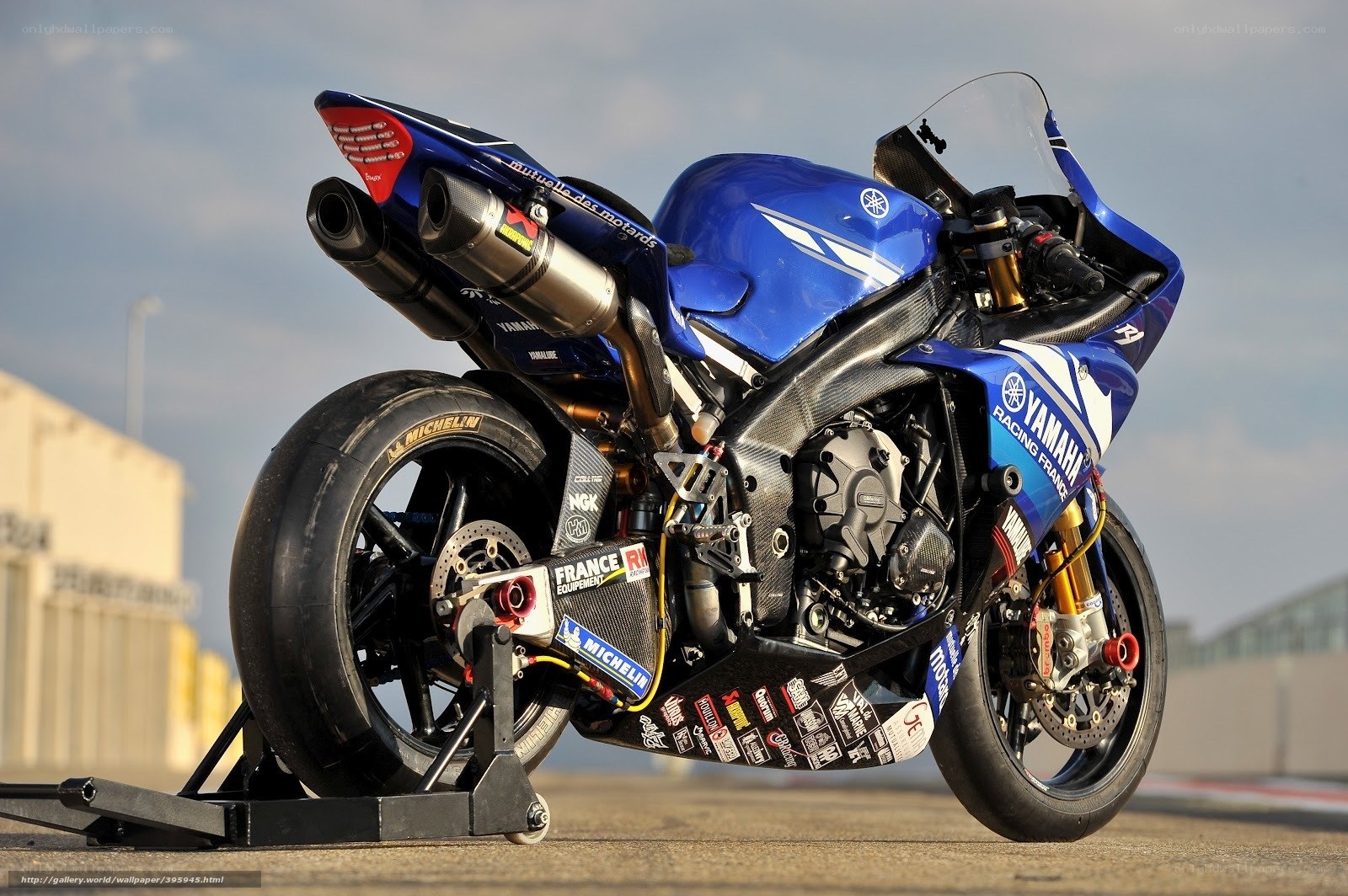Blue Yamaha racing motorcycle