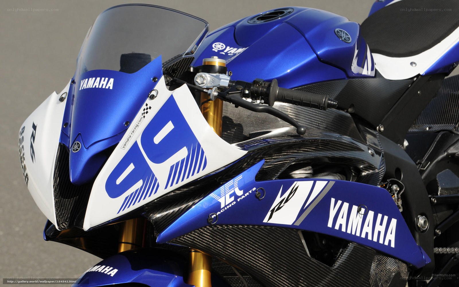 Blue Yamaha racing motorcycle