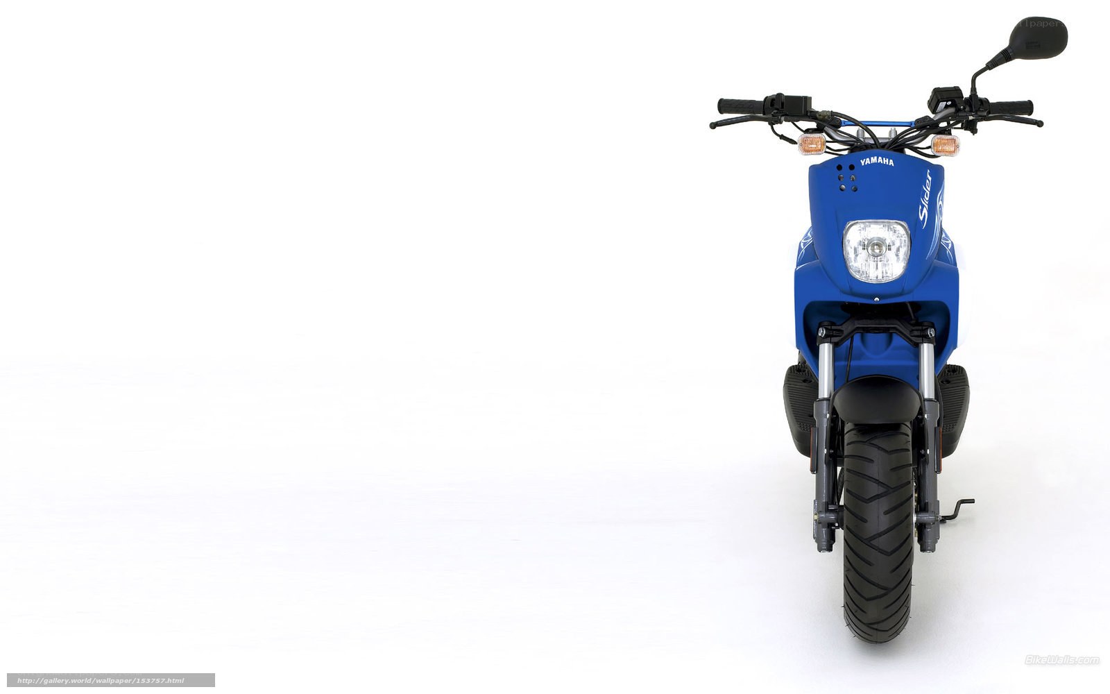 Blue Yamaha scooter front view