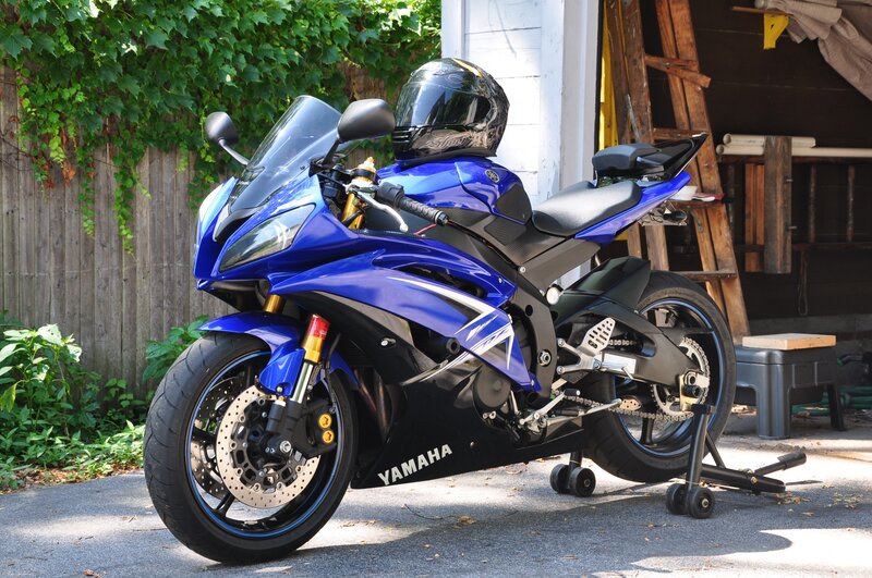 Blue Yamaha sport motorcycle