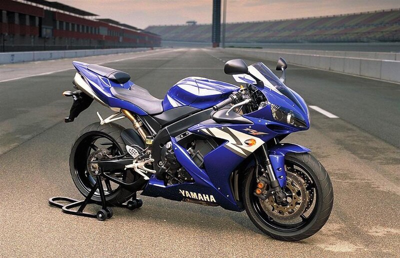 Blue Yamaha sport motorcycle on track