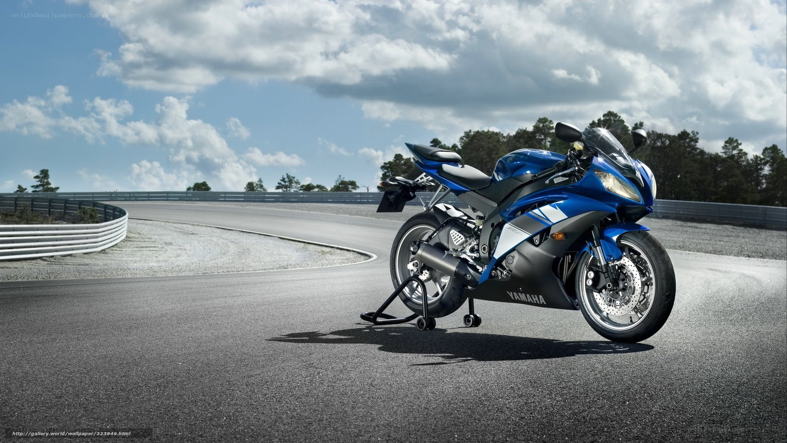 Blue Yamaha sportbike on racetrack