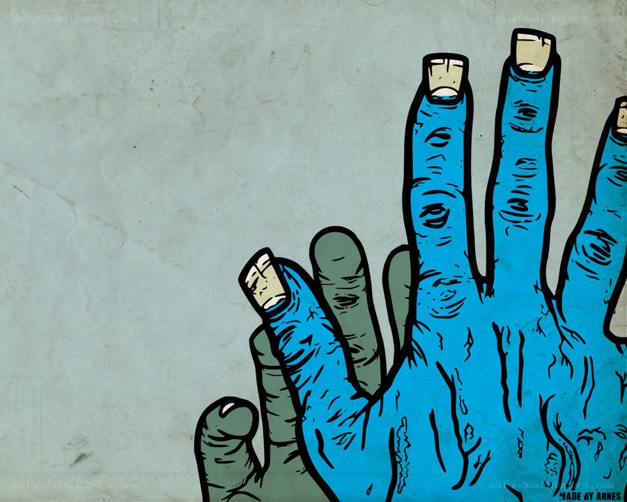 blue zombie hand illustration