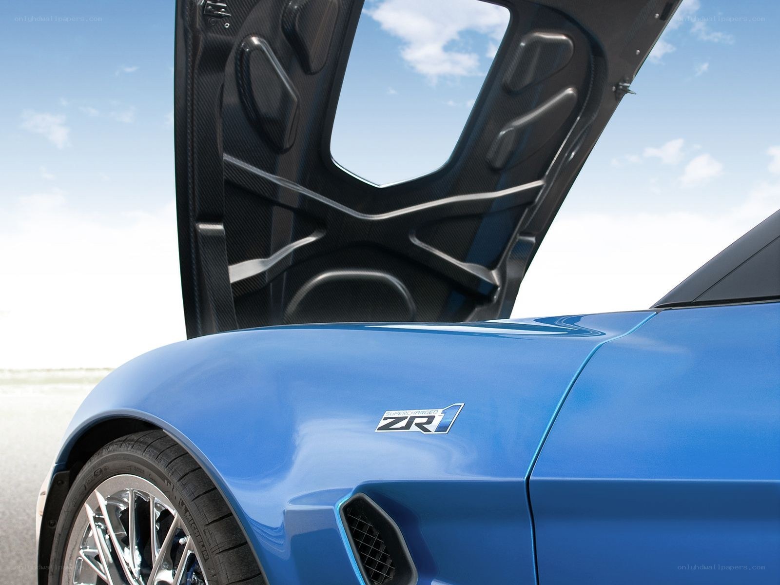 Blue ZR1 with open hood