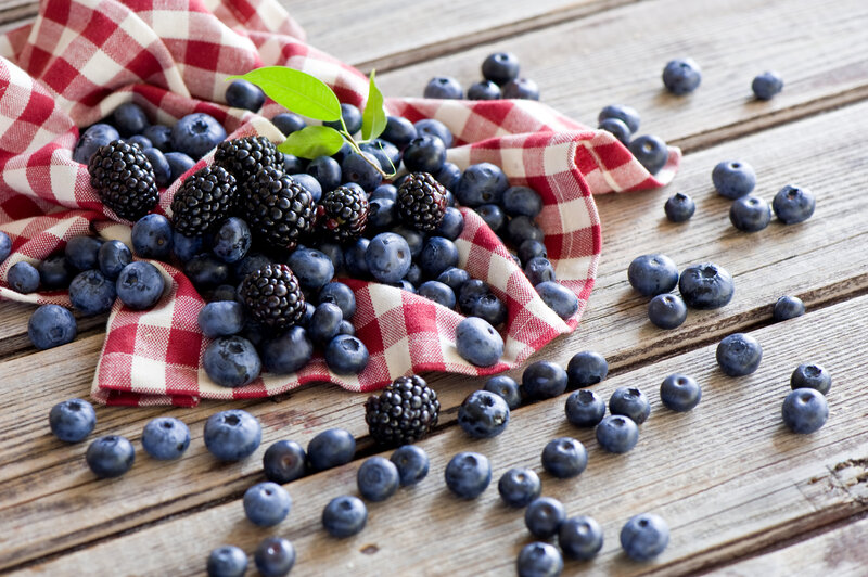 Blueberries and Blackberries — Red