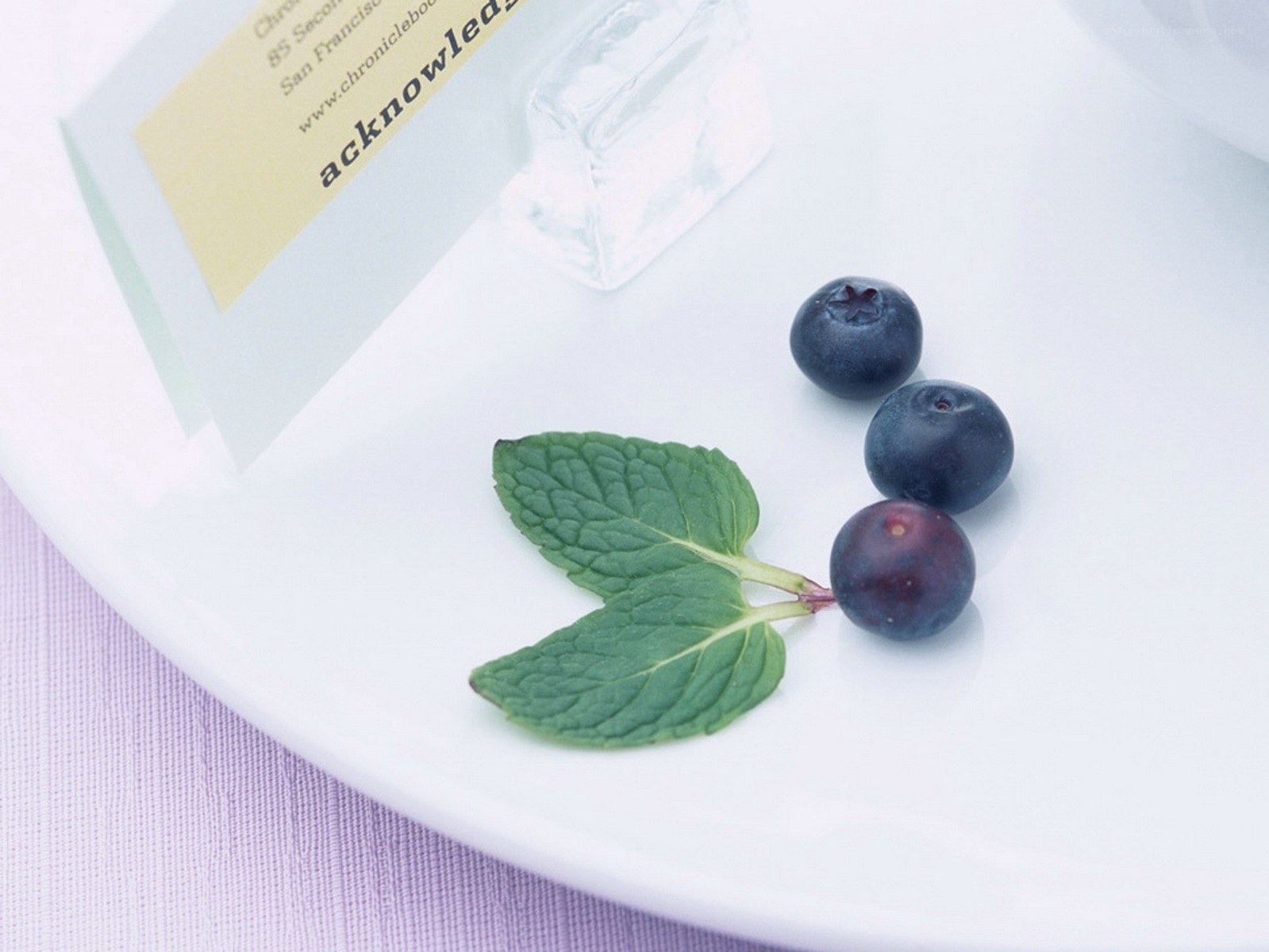 Blueberries and mint on a plate