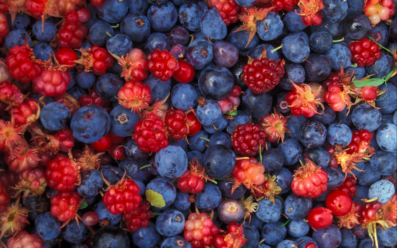 blueberries and raspberries