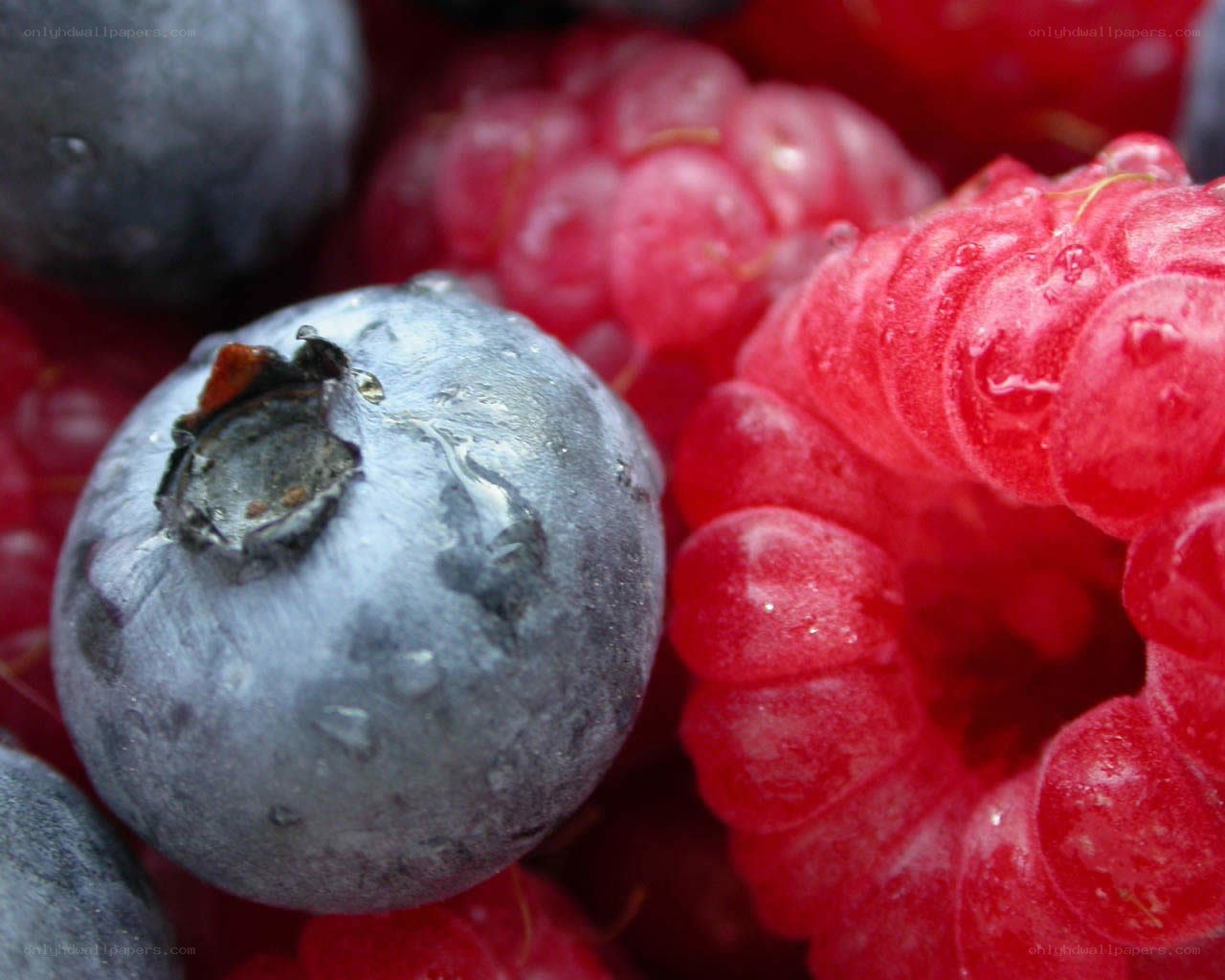 blueberries and raspberries
