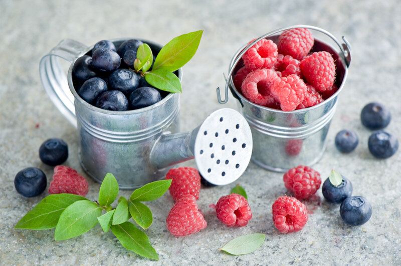Blueberries and Raspberries — Gray