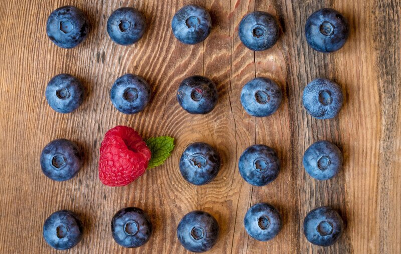 Blueberries and Raspberry