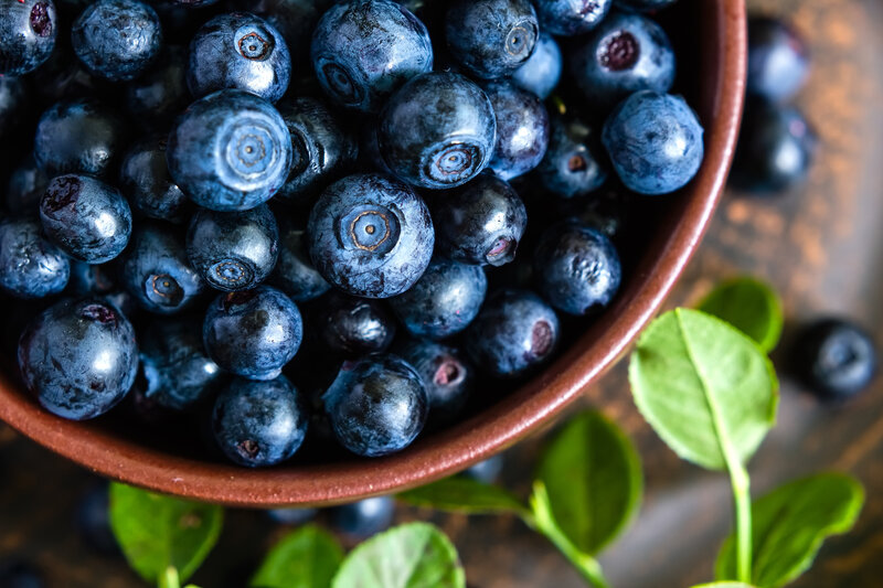 Blueberries in a Bowl — Blue, Natural