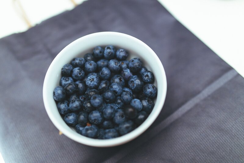 Blueberries in a white bowl