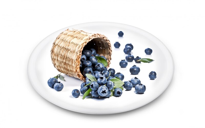 Blueberries in Basket — White