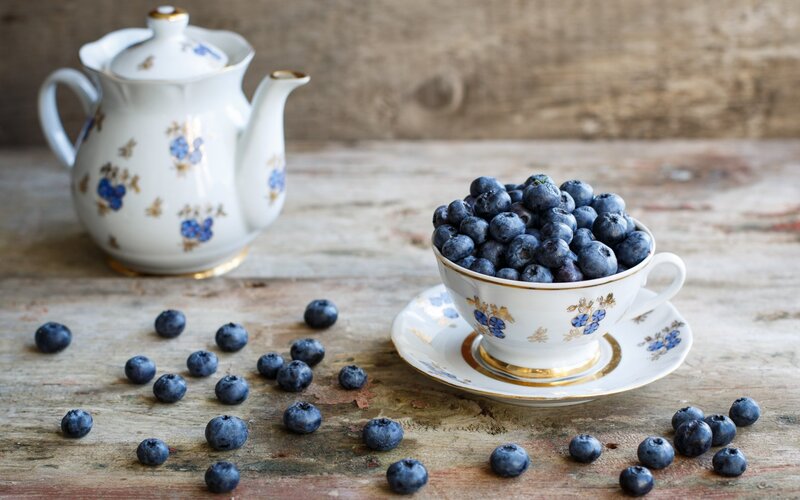 Blueberries in Teacup