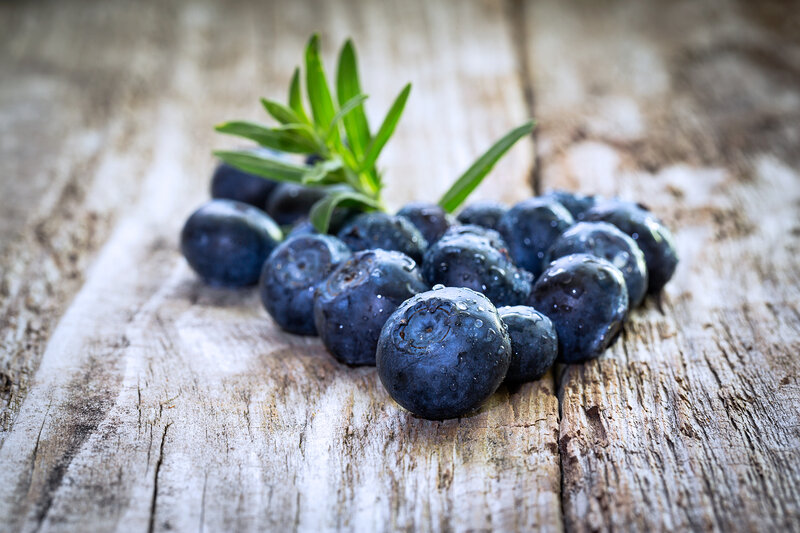 Blueberries on Wood