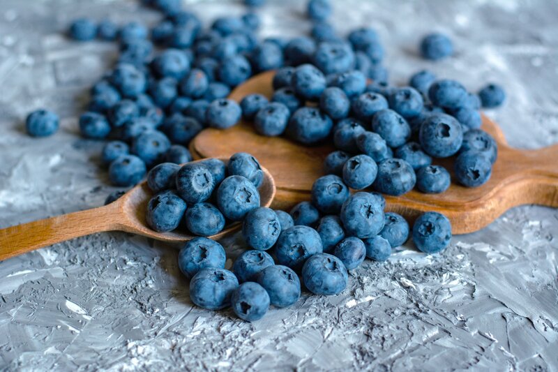 Blueberries on Wooden Spoons