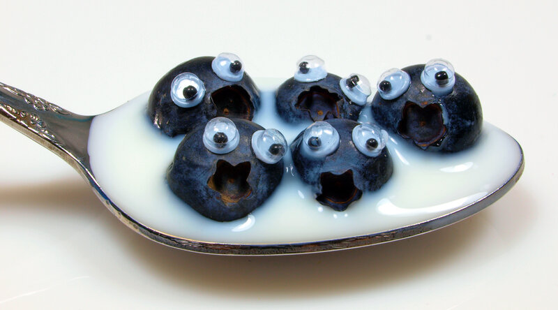 Blueberries with Googly Eyes — White