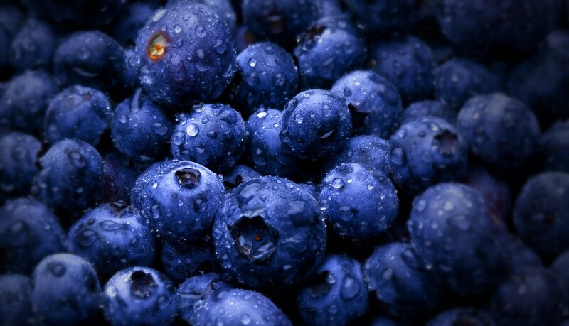 Blueberries with Water Droplets — Blue, Dramatic