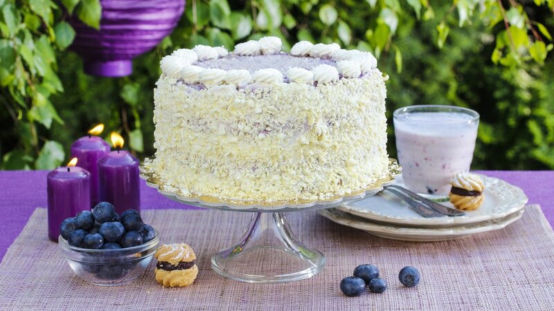Blueberry Cake on Stand — Purple