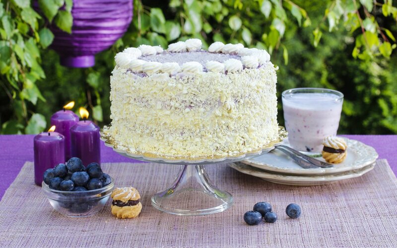 Blueberry Cake on Stand