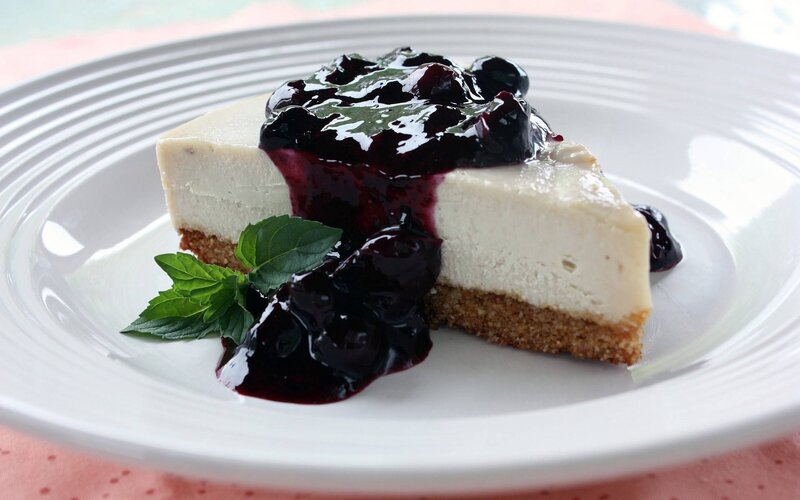 Blueberry Cheesecake Slice — White, Appetizing