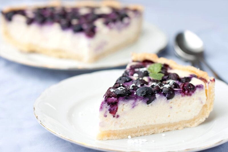 Blueberry Cheesecake Slice — White, Calm, Photograph
