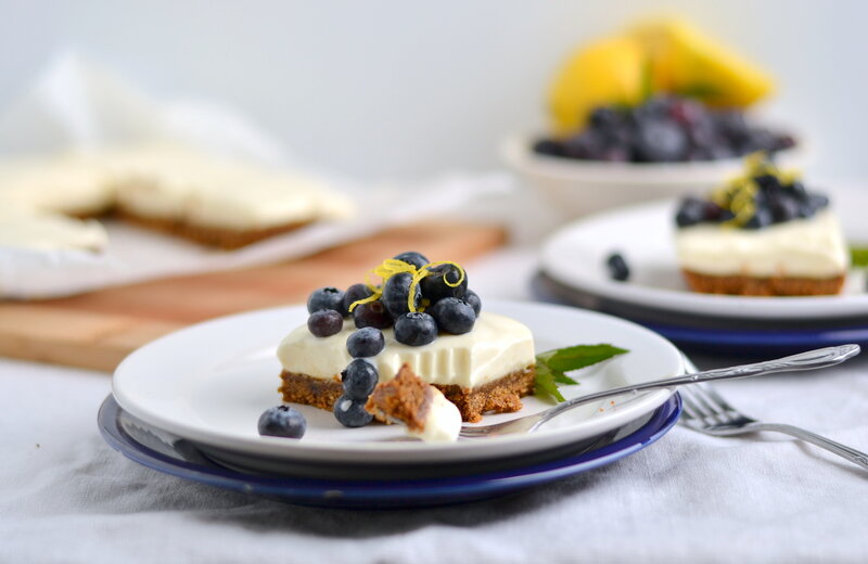 Blueberry Cheesecake Slice — White, Calm