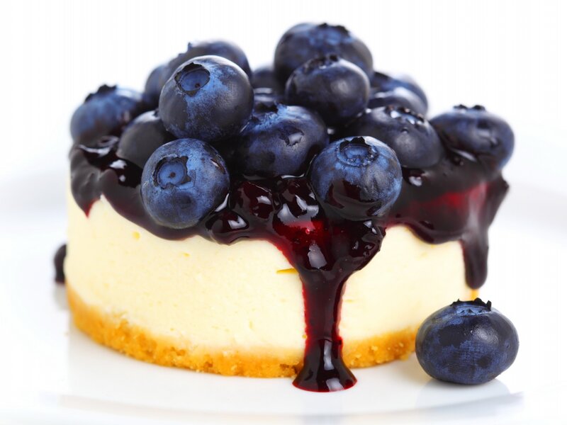 Blueberry Cheesecake — White, Appetizing, Photograph
