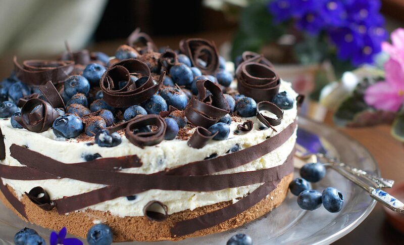 Blueberry Chocolate Cake — Brown
