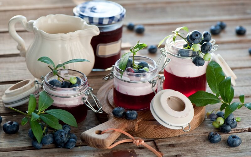 Blueberry Desserts in Jars