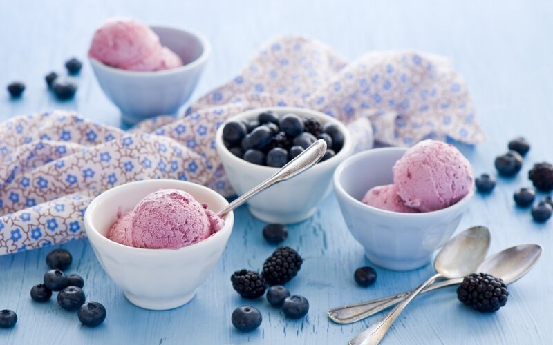 Blueberry Ice Cream Bowls