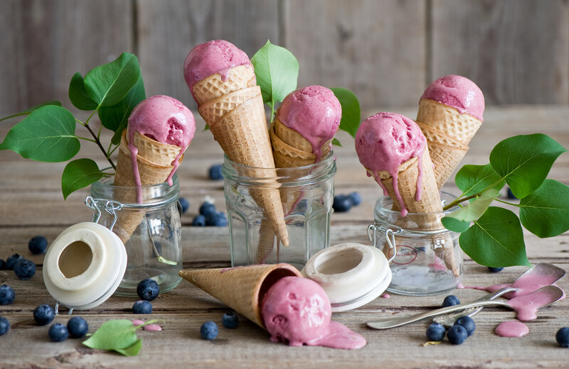 Blueberry Ice Cream Cones