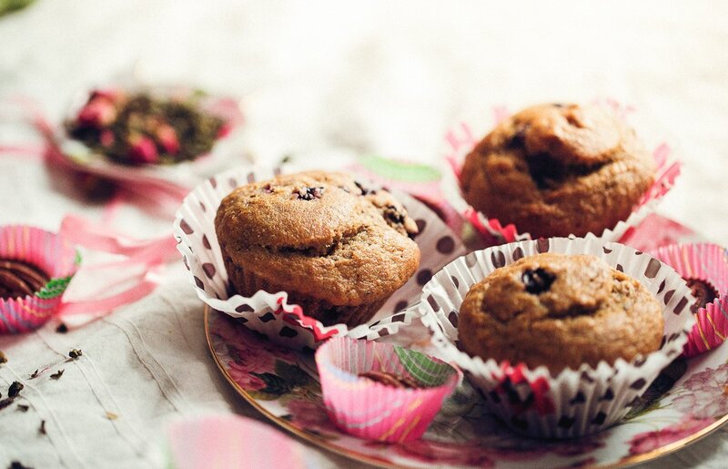 Blueberry Muffins on Plate — Brown