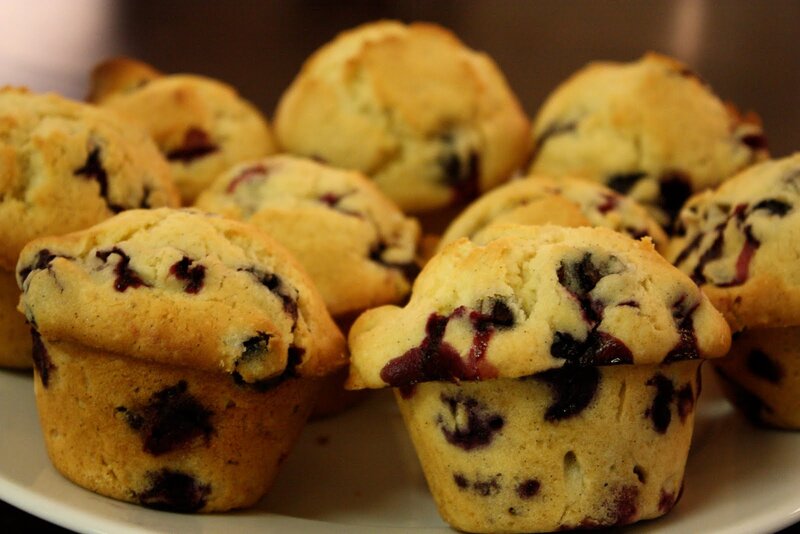 Blueberry Muffins on Plate — Yellow