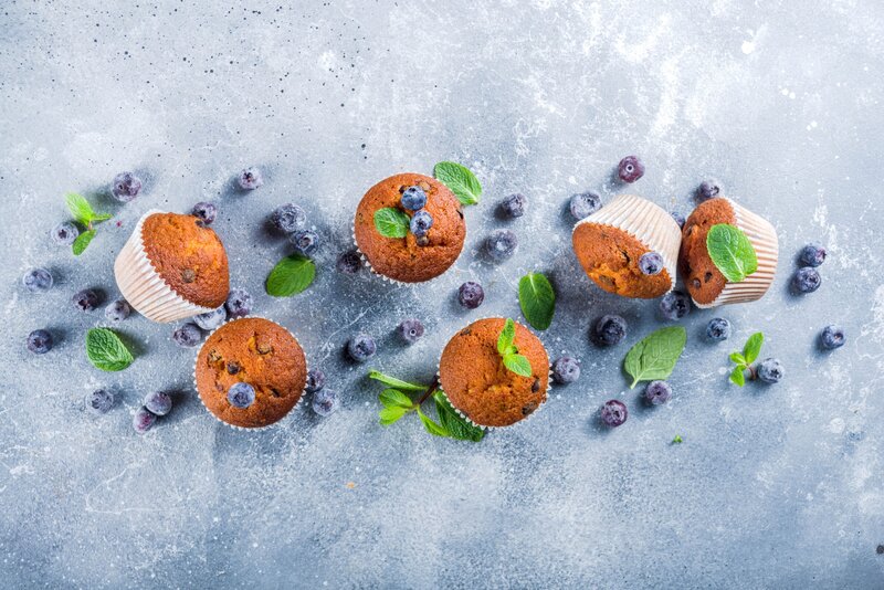 Blueberry Muffins on Surface