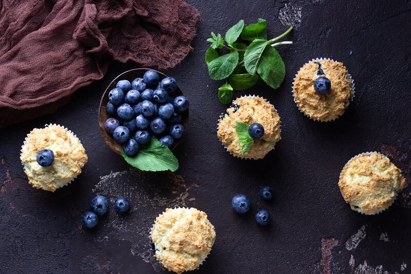 Blueberry Muffins on Table — Brown