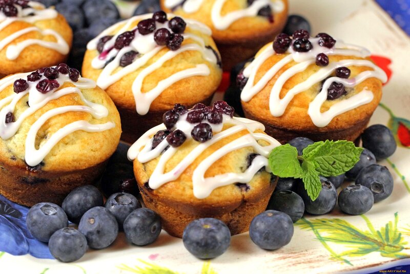 Blueberry Muffins with Icing