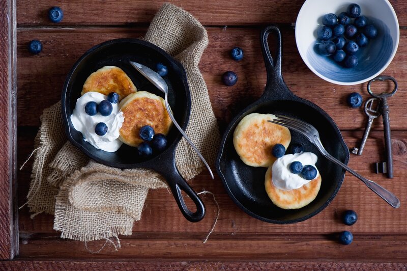 Blueberry Pancakes — Brown, Rustic