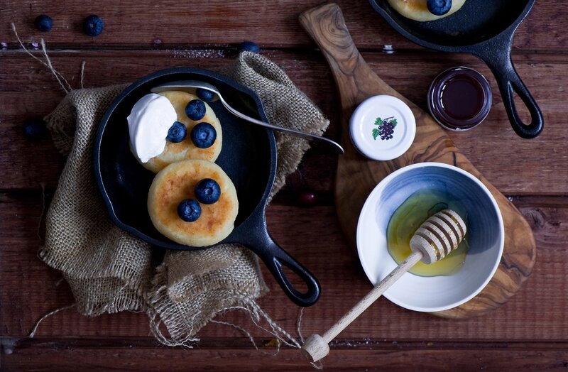 Blueberry Pancakes in Skillet