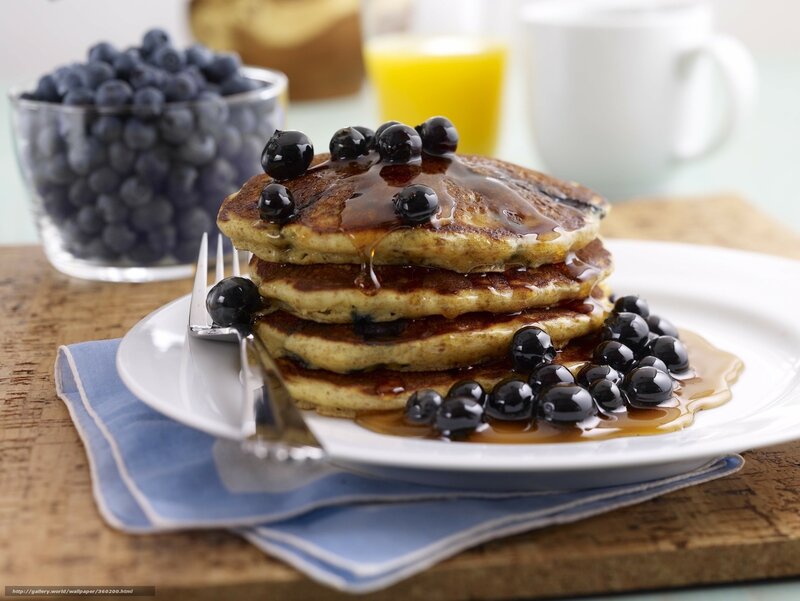 Blueberry Pancakes Stack — Brown, Appetizing