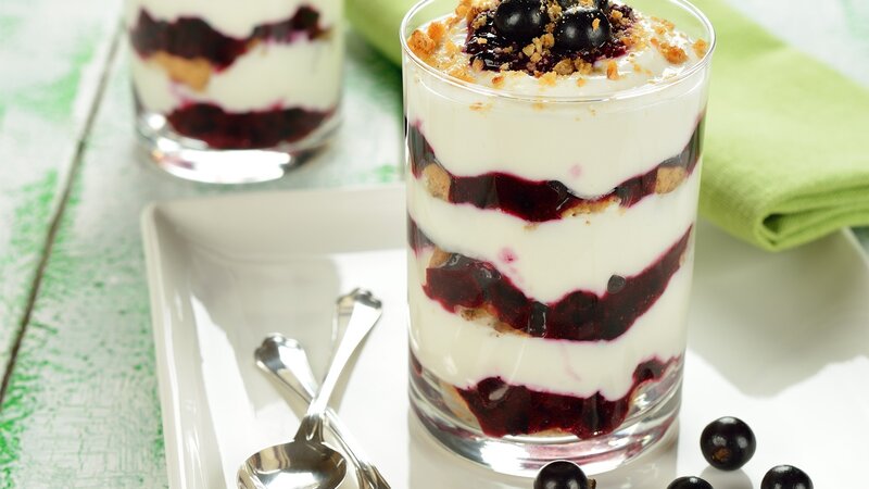 Blueberry Parfait in Glass — White, Fresh