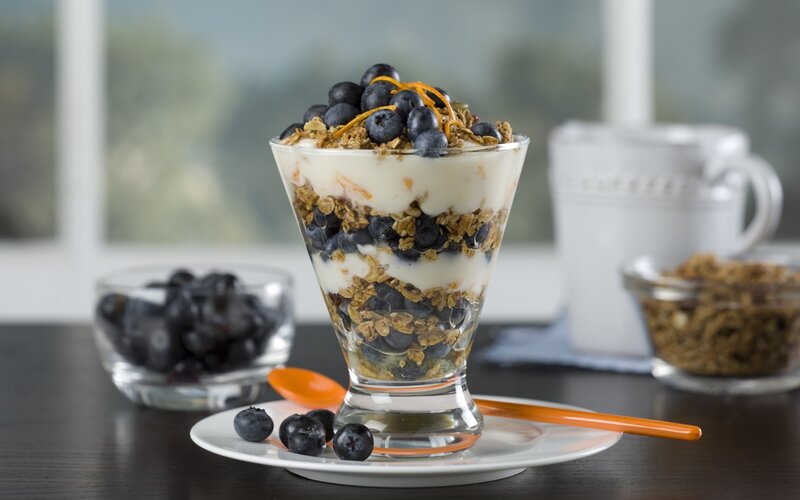 Blueberry Parfait in Glass — White