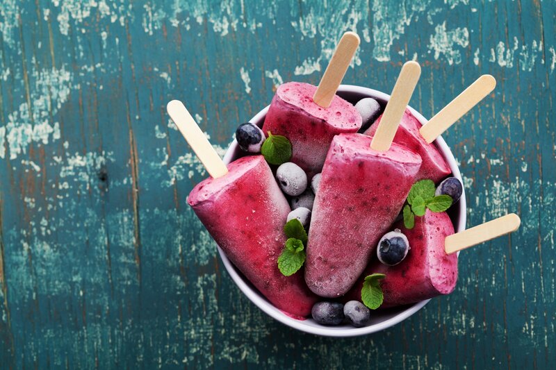 Blueberry Popsicles in Bowl