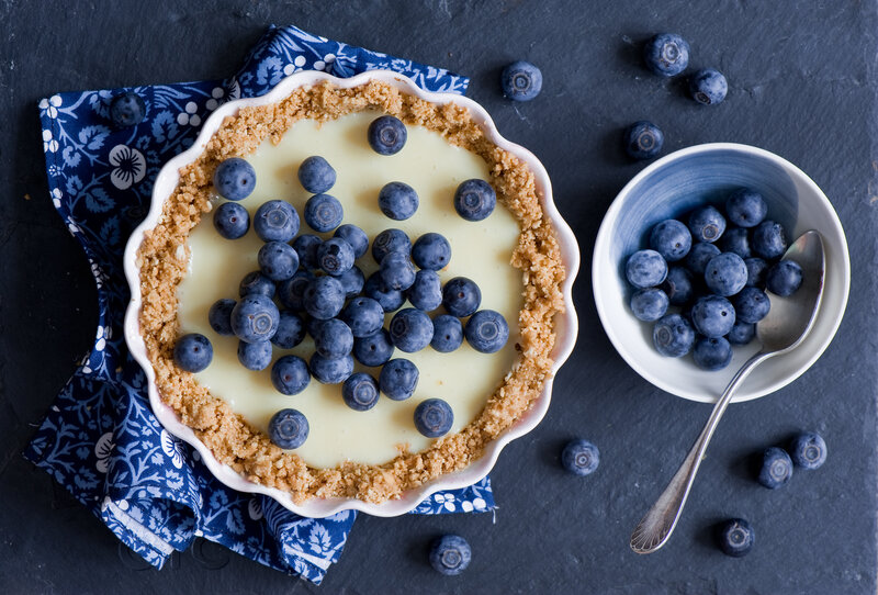 Blueberry Tart on Slate